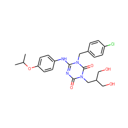 CC(C)Oc1ccc(Nc2nc(=O)n(CC(CO)CO)c(=O)n2Cc2ccc(Cl)cc2)cc1 ZINC000200528536