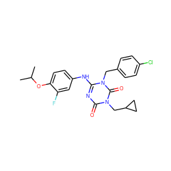 CC(C)Oc1ccc(Nc2nc(=O)n(CC3CC3)c(=O)n2Cc2ccc(Cl)cc2)cc1F ZINC000200509011
