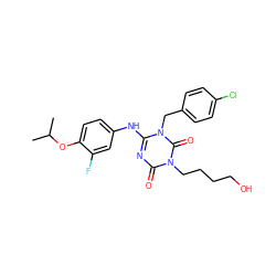 CC(C)Oc1ccc(Nc2nc(=O)n(CCCCO)c(=O)n2Cc2ccc(Cl)cc2)cc1F ZINC000200527476