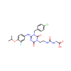 CC(C)Oc1ccc(Nc2nc(=O)n(CCNC(=O)NCC(=O)O)c(=O)n2Cc2ccc(Cl)cc2)cc1F ZINC000204191528