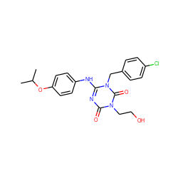 CC(C)Oc1ccc(Nc2nc(=O)n(CCO)c(=O)n2Cc2ccc(Cl)cc2)cc1 ZINC000200527253