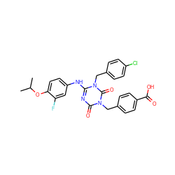 CC(C)Oc1ccc(Nc2nc(=O)n(Cc3ccc(C(=O)O)cc3)c(=O)n2Cc2ccc(Cl)cc2)cc1F ZINC000200507373