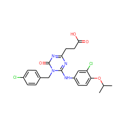 CC(C)Oc1ccc(Nc2nc(CCC(=O)O)nc(=O)n2Cc2ccc(Cl)cc2)cc1Cl ZINC000145618443