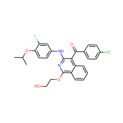 CC(C)Oc1ccc(Nc2nc(OCCO)c3ccccc3c2C(=O)c2ccc(Cl)cc2)cc1F ZINC000204089191