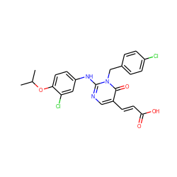 CC(C)Oc1ccc(Nc2ncc(/C=C/C(=O)O)c(=O)n2Cc2ccc(Cl)cc2)cc1Cl ZINC000204090358