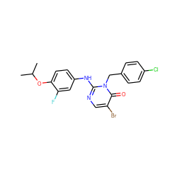 CC(C)Oc1ccc(Nc2ncc(Br)c(=O)n2Cc2ccc(Cl)cc2)cc1F ZINC000204096121