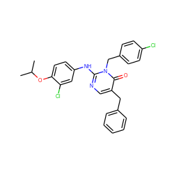 CC(C)Oc1ccc(Nc2ncc(Cc3ccccc3)c(=O)n2Cc2ccc(Cl)cc2)cc1Cl ZINC000200068357