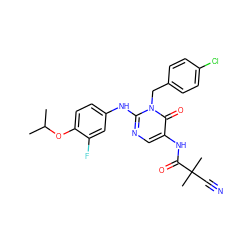 CC(C)Oc1ccc(Nc2ncc(NC(=O)C(C)(C)C#N)c(=O)n2Cc2ccc(Cl)cc2)cc1F ZINC001772576287