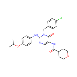 CC(C)Oc1ccc(Nc2ncc(NC(=O)C3CCOCC3)c(=O)n2Cc2ccc(Cl)cc2)cc1 ZINC000204096206