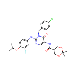 CC(C)Oc1ccc(Nc2ncc(NC(=O)C3COC(C)(C)OC3)c(=O)n2Cc2ccc(Cl)cc2)cc1F ZINC001772630487