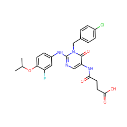 CC(C)Oc1ccc(Nc2ncc(NC(=O)CCC(=O)O)c(=O)n2Cc2ccc(Cl)cc2)cc1F ZINC000204098428