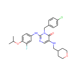 CC(C)Oc1ccc(Nc2ncc(NCC3CCOCC3)c(=O)n2Cc2ccc(Cl)cc2)cc1F ZINC000204097958