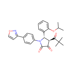 CC(C)Oc1ccccc1[C@@H]1[C@@H](C(=O)C(C)(C)C)C(=O)C(=O)N1c1ccc(-c2ccon2)cc1 ZINC000169695047