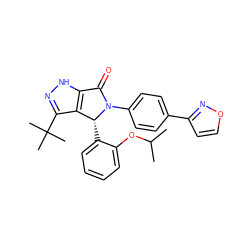 CC(C)Oc1ccccc1[C@@H]1c2c(C(C)(C)C)n[nH]c2C(=O)N1c1ccc(-c2ccon2)cc1 ZINC000096176967