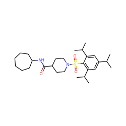 CC(C)c1cc(C(C)C)c(S(=O)(=O)N2CCC(C(=O)NC3CCCCCC3)CC2)c(C(C)C)c1 ZINC000073219130