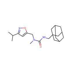 CC(C)c1cc(CN(C)C(=O)NCC23CC4CC(CC(C4)C2)C3)on1 ZINC000473154968