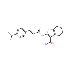 CC(C)c1ccc(/C=C/C(=O)Nc2sc3c(c2C(N)=O)CCCC3)cc1 ZINC000000799686