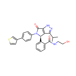 CC(C)c1n[nH]c2c1[C@@H](c1ccccc1C(=O)NCCO)N(c1ccc(-c3ccsc3)cc1)C2=O ZINC000096177099