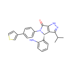CC(C)c1n[nH]c2c1[C@H](c1ccccc1N)N(c1ccc(-c3ccsc3)cc1)C2=O ZINC000096177089