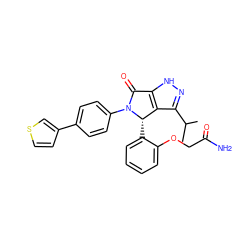 CC(C)c1n[nH]c2c1[C@H](c1ccccc1OCC(N)=O)N(c1ccc(-c3ccsc3)cc1)C2=O ZINC000096177058