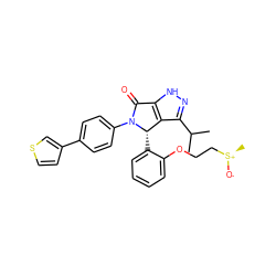 CC(C)c1n[nH]c2c1[C@H](c1ccccc1OCC[S@@+](C)[O-])N(c1ccc(-c3ccsc3)cc1)C2=O ZINC000096177088