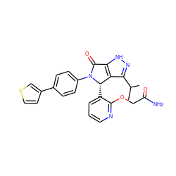 CC(C)c1n[nH]c2c1[C@H](c1cccnc1OCC(N)=O)N(c1ccc(-c3ccsc3)cc1)C2=O ZINC000096177062