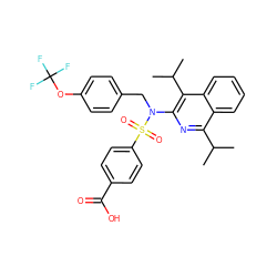 CC(C)c1nc(N(Cc2ccc(OC(F)(F)F)cc2)S(=O)(=O)c2ccc(C(=O)O)cc2)c(C(C)C)c2ccccc12 ZINC000261151032