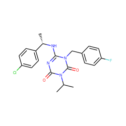 CC(C)n1c(=O)nc(N[C@@H](C)c2ccc(Cl)cc2)n(Cc2ccc(F)cc2)c1=O ZINC000200527646