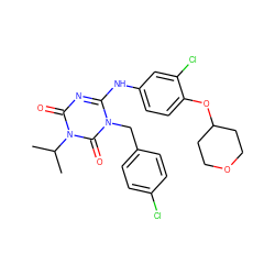 CC(C)n1c(=O)nc(Nc2ccc(OC3CCOCC3)c(Cl)c2)n(Cc2ccc(Cl)cc2)c1=O ZINC000200508866
