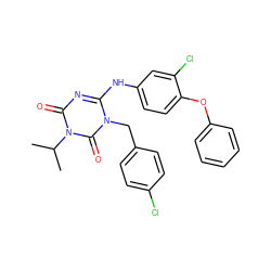 CC(C)n1c(=O)nc(Nc2ccc(Oc3ccccc3)c(Cl)c2)n(Cc2ccc(Cl)cc2)c1=O ZINC000200513267