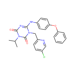 CC(C)n1c(=O)nc(Nc2ccc(Oc3ccccc3)cc2)n(Cc2ccc(Cl)cn2)c1=O ZINC000200515613