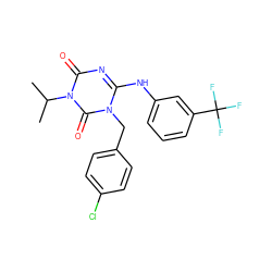 CC(C)n1c(=O)nc(Nc2cccc(C(F)(F)F)c2)n(Cc2ccc(Cl)cc2)c1=O ZINC000200512609