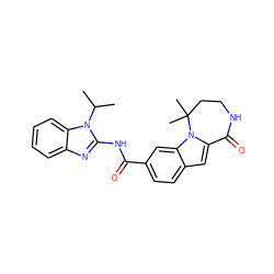 CC(C)n1c(NC(=O)c2ccc3cc4n(c3c2)C(C)(C)CCNC4=O)nc2ccccc21 ZINC000219415159