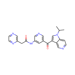 CC(C)n1cc(C(=O)c2cncc(NC(=O)Cc3cnccn3)c2)c2cnccc21 ZINC001772580955