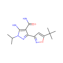 CC(C)n1nc(-c2cc(C(C)(C)C)on2)c(C(N)=O)c1N ZINC001772627019