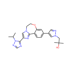 CC(C)n1ncnc1-c1cn2c(n1)-c1ccc(-c3cnn(CC(C)(C)O)c3)cc1OCC2 ZINC000068267048