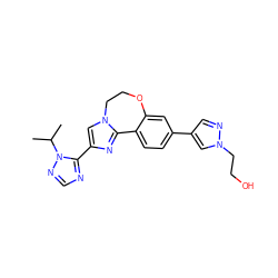 CC(C)n1ncnc1-c1cn2c(n1)-c1ccc(-c3cnn(CCO)c3)cc1OCC2 ZINC000096270821