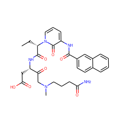 CC[C@@H](C(=O)N[C@@H](CC(=O)O)C(=O)CN(C)CCCC(N)=O)n1cccc(NC(=O)c2ccc3ccccc3c2)c1=O ZINC000028093053