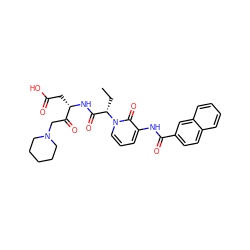 CC[C@@H](C(=O)N[C@@H](CC(=O)O)C(=O)CN1CCCCC1)n1cccc(NC(=O)c2ccc3ccccc3c2)c1=O ZINC000028107332