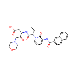 CC[C@@H](C(=O)N[C@@H](CC(=O)O)C(=O)CN1CCOCC1)n1cccc(NC(=O)c2ccc3ccccc3c2)c1=O ZINC000028019971