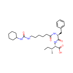 CC[C@@H](C)[C@H](NC(=O)[C@H](Cc1ccccc1)NC(=O)CCCCCNC(=O)NC1CCCCC1)C(=O)O ZINC000036330726