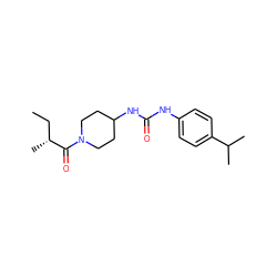 CC[C@@H](C)C(=O)N1CCC(NC(=O)Nc2ccc(C(C)C)cc2)CC1 ZINC000143354929