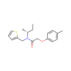 CC[C@@H](C)N(Cc1cccs1)C(=O)COc1ccc(C)cc1 ZINC000143297156