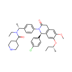 CC[C@@H](C)Oc1cc2c(cc1OC)CC(=O)N(c1ccc([C@@H](C)N(CC)C(=O)C3CCNCC3)cc1)[C@@H]2c1ccc(Cl)cc1 ZINC000118793934