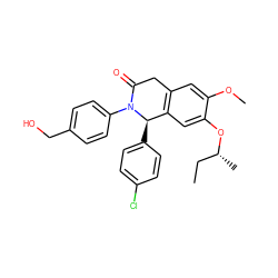 CC[C@@H](C)Oc1cc2c(cc1OC)CC(=O)N(c1ccc(CO)cc1)[C@@H]2c1ccc(Cl)cc1 ZINC000118799562