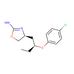 CC[C@@H](C[C@H]1COC(N)=N1)Oc1ccc(Cl)cc1 ZINC000117259449