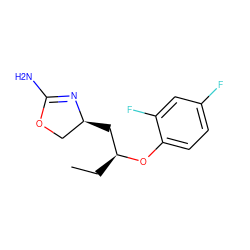CC[C@@H](C[C@H]1COC(N)=N1)Oc1ccc(F)cc1F ZINC000117253296