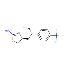 CC[C@@H](C[C@H]1COC(N)=N1)c1ccc(C(F)(F)F)cc1 ZINC000149322984