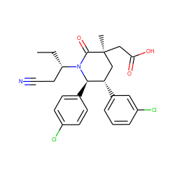 CC[C@@H](CC#N)N1C(=O)[C@@](C)(CC(=O)O)C[C@H](c2cccc(Cl)c2)[C@H]1c1ccc(Cl)cc1 ZINC000103248043