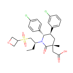 CC[C@@H](CS(=O)(=O)C1COC1)N1C(=O)[C@@](C)(CC(=O)O)C[C@H](c2cccc(Cl)c2)[C@H]1c1ccc(Cl)cc1 ZINC000103243857